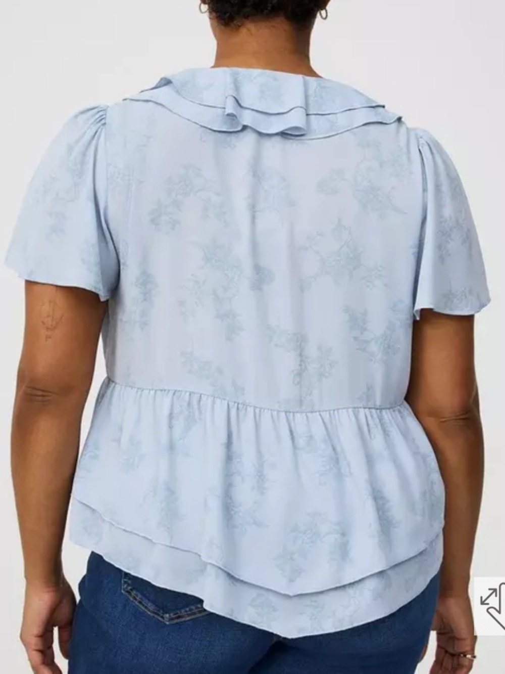 Torrid blue toile ruffle blouse with ties size 4X - Picture 2 of 11